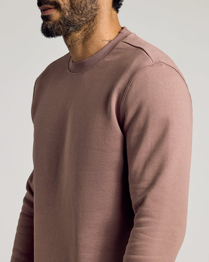 Slate Mauve Fleece French Terry Pullover Crew Neck