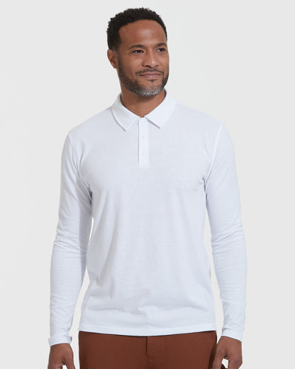 White Classic Long Sleeve Polo 3-Pack