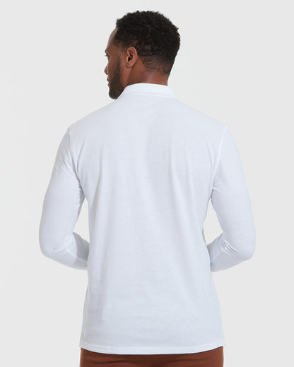White Classic Long Sleeve Polo 3-Pack