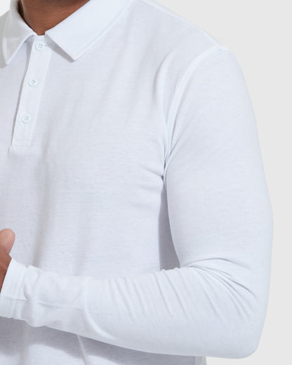 White Classic Long Sleeve Polo 3-Pack