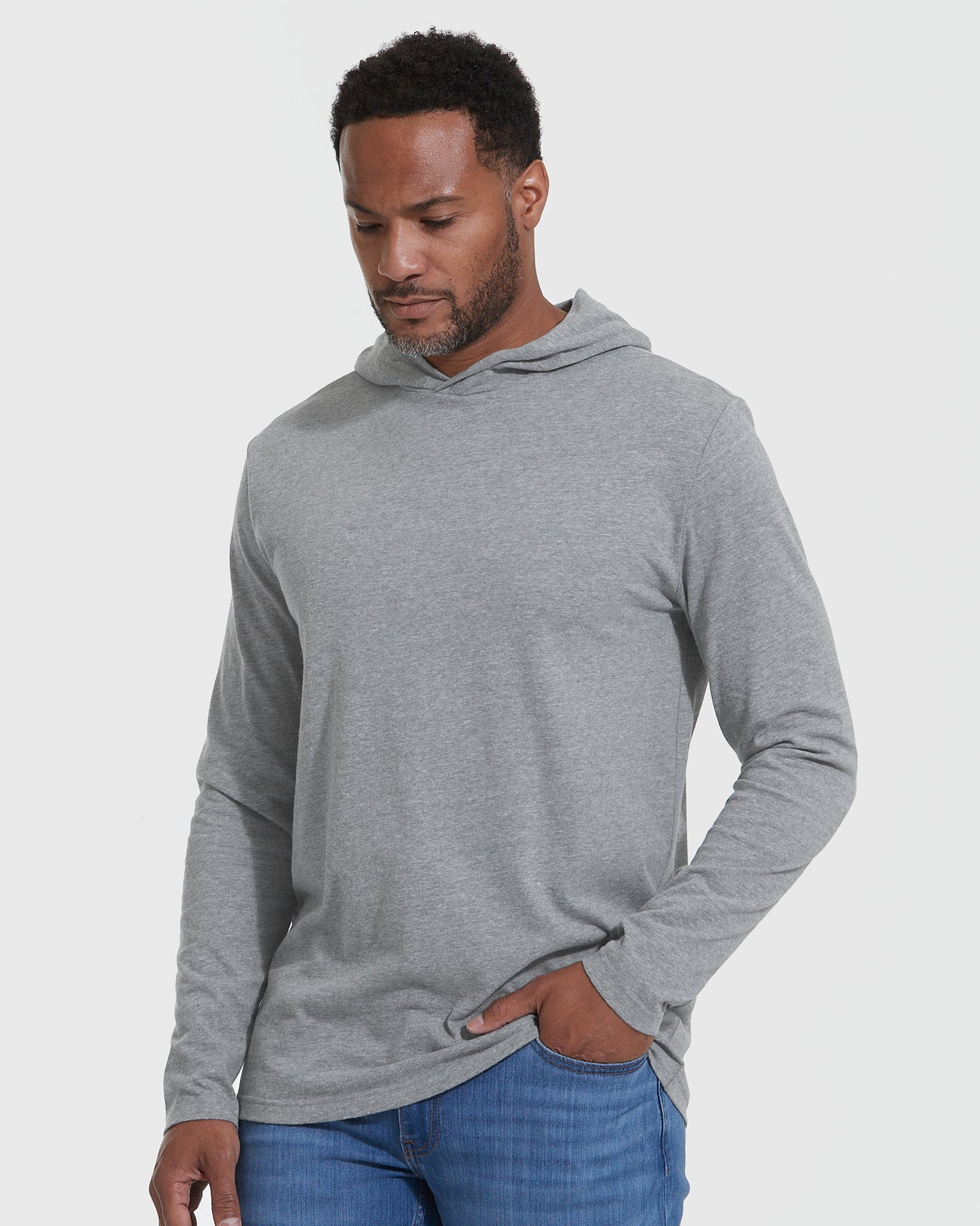 Heather Gray Hooded Long Sleeve T-Shirt