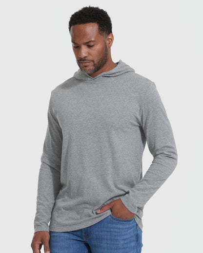 Heather Gray Hooded Long Sleeve T-Shirt