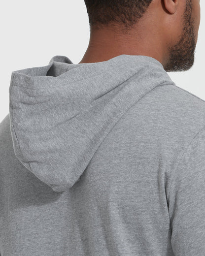 Heather Gray Hooded Long Sleeve T-Shirt
