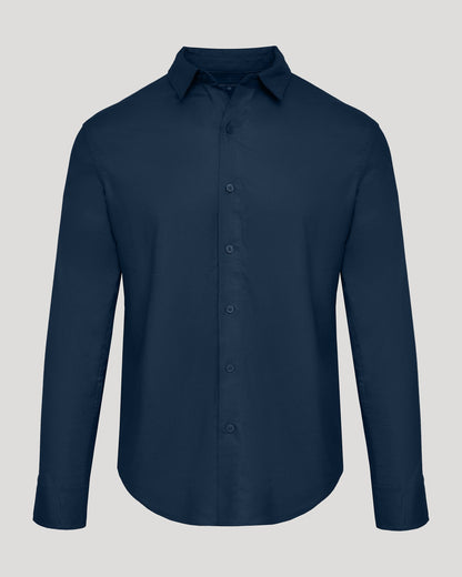 Navy Long Sleeve Linen Shirt