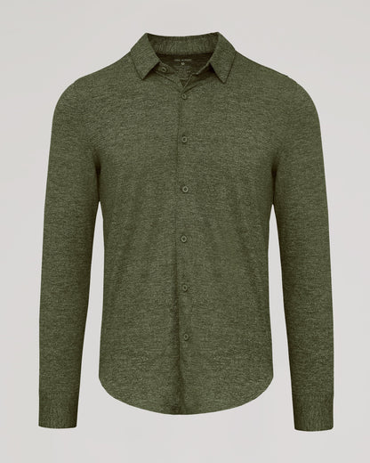 Dark Heather Military Green Long Sleeve Do-It-All Comfort Shirt