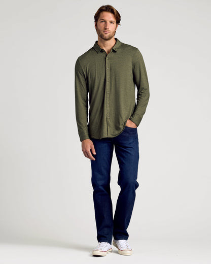 Dark Heather Navy and Dark Heather Military Green Do-It-All Comfort Shirt 2-Pack