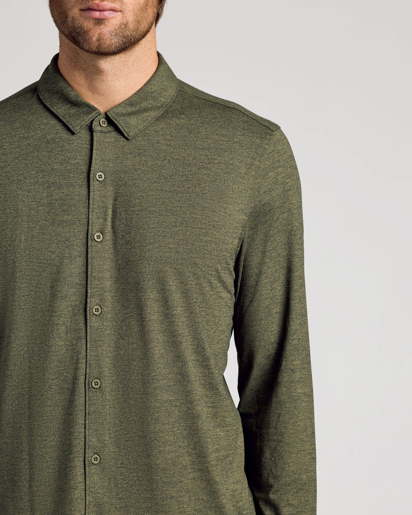 Dark Heather Military Green Long Sleeve Do-It-All Comfort Shirt