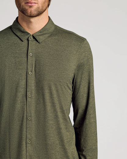 Dark Heather Military Green Long Sleeve Do-It-All Comfort Shirt