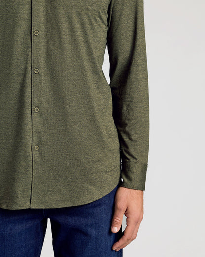 Dark Heather Military Green Long Sleeve Do-It-All Comfort Shirt
