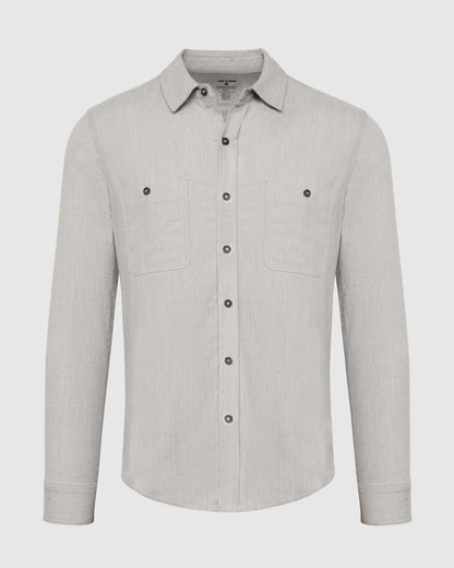 Heather Gray Long Sleeve Lightweight Flannel Shirt
