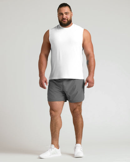 White Sleeveless Active Muscle Tee
