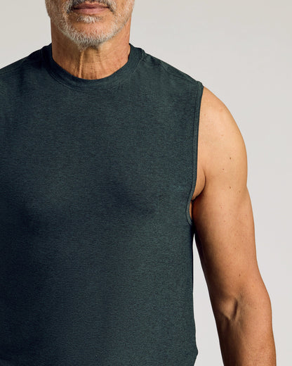 Dark Heather Forest Sleeveless Active Muscle Tee