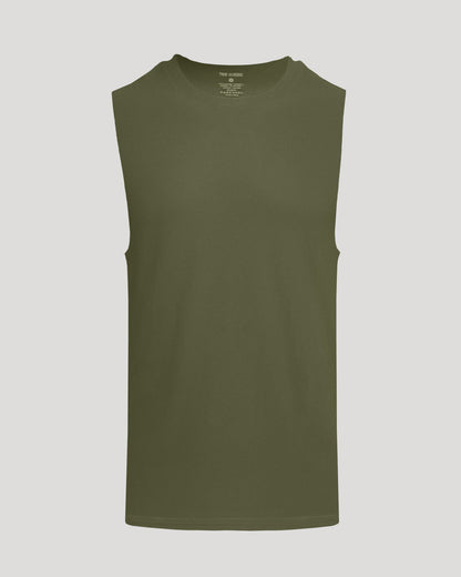 Military Green Sleeveless Active Muscle Tee