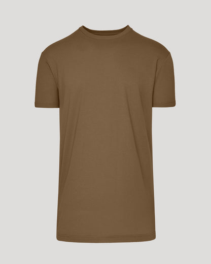 Tan 499 Tall Straight Hem Crew Neck T-Shirt