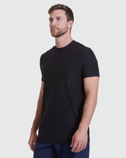 All Black Short Sleeve Tall Active Crew 3-Pack
