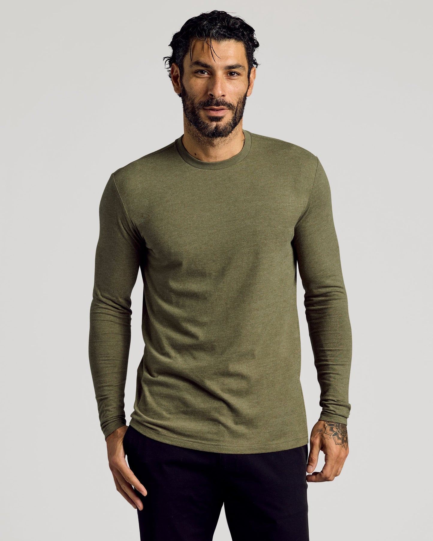 Heather Military Green Tall Long Sleeve T-Shirt