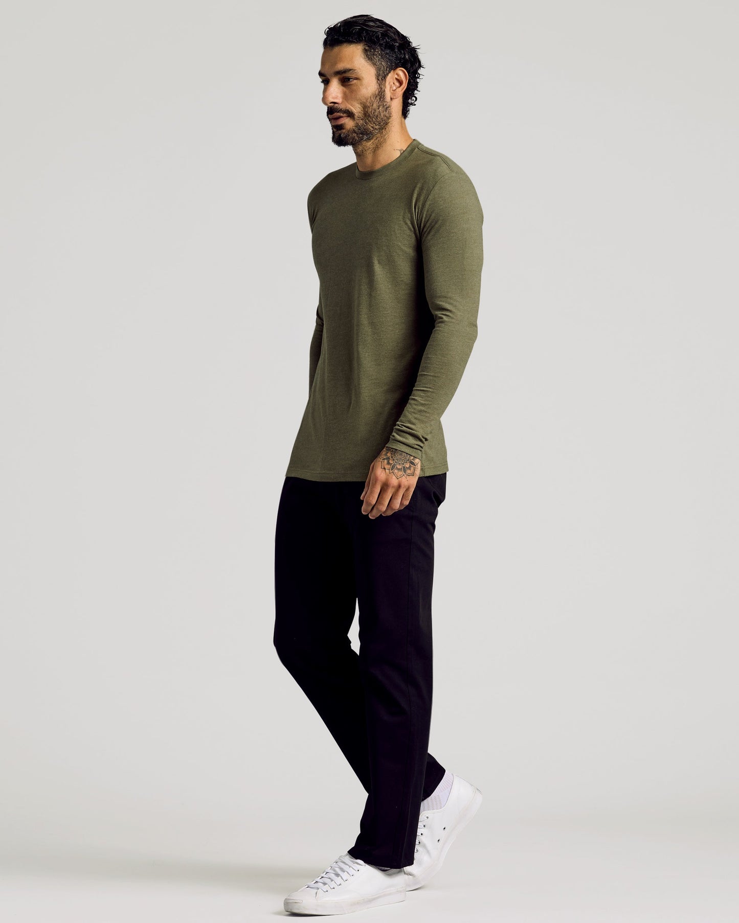 Heather Military Green Tall Long Sleeve T-Shirt