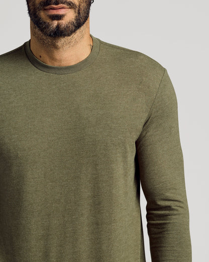 Heather Military Green Tall Long Sleeve T-Shirt