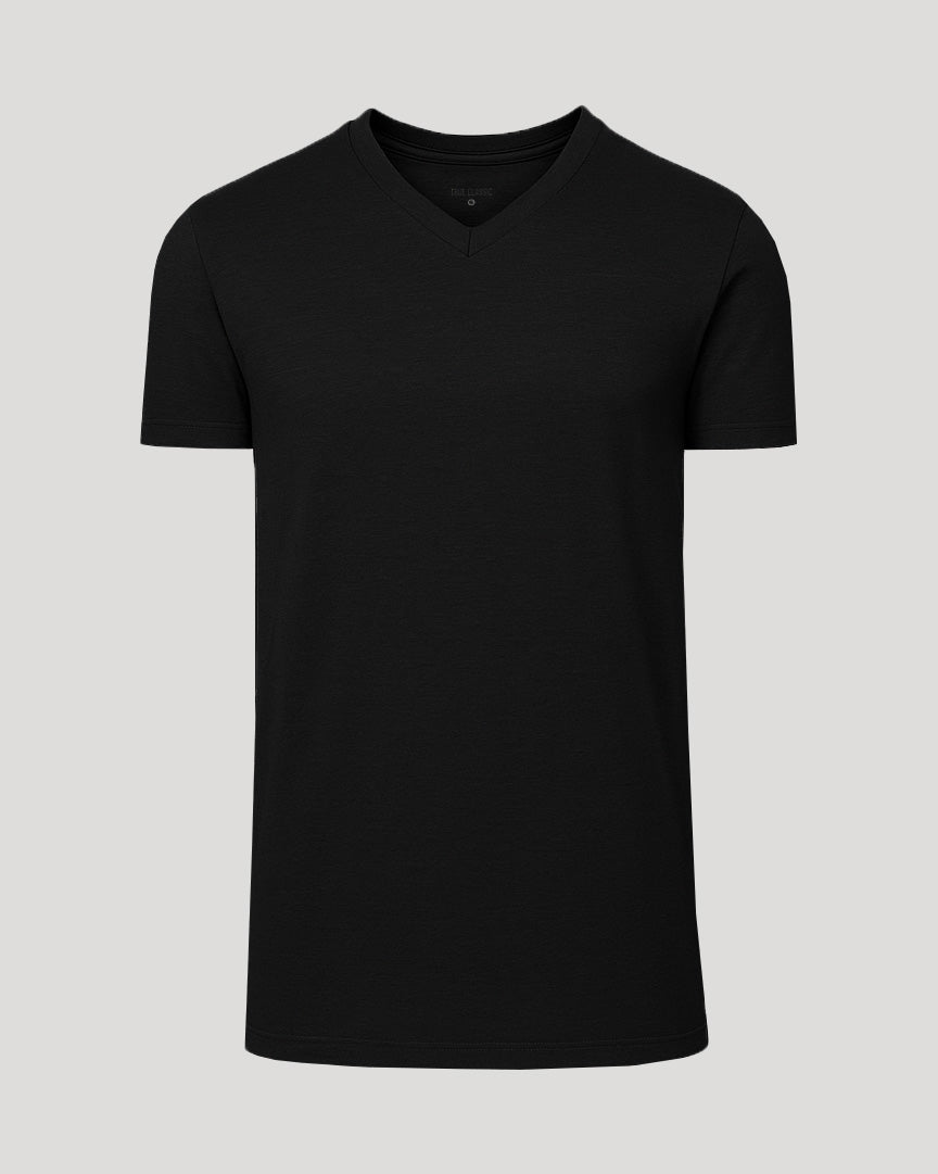 Black Tall Short Sleeve Classic V-Neck