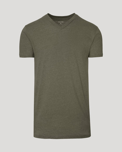 Heather Military Green Tall Short Sleeve Classic V-Neck