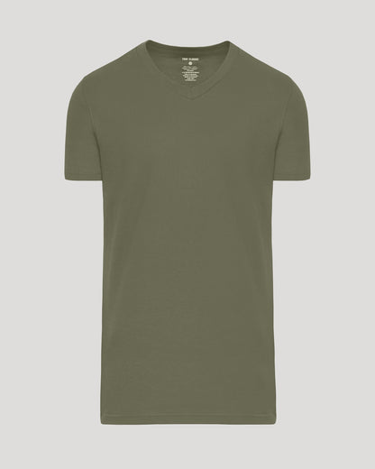 Military Green Tall Short Sleeve Classic V-Neck