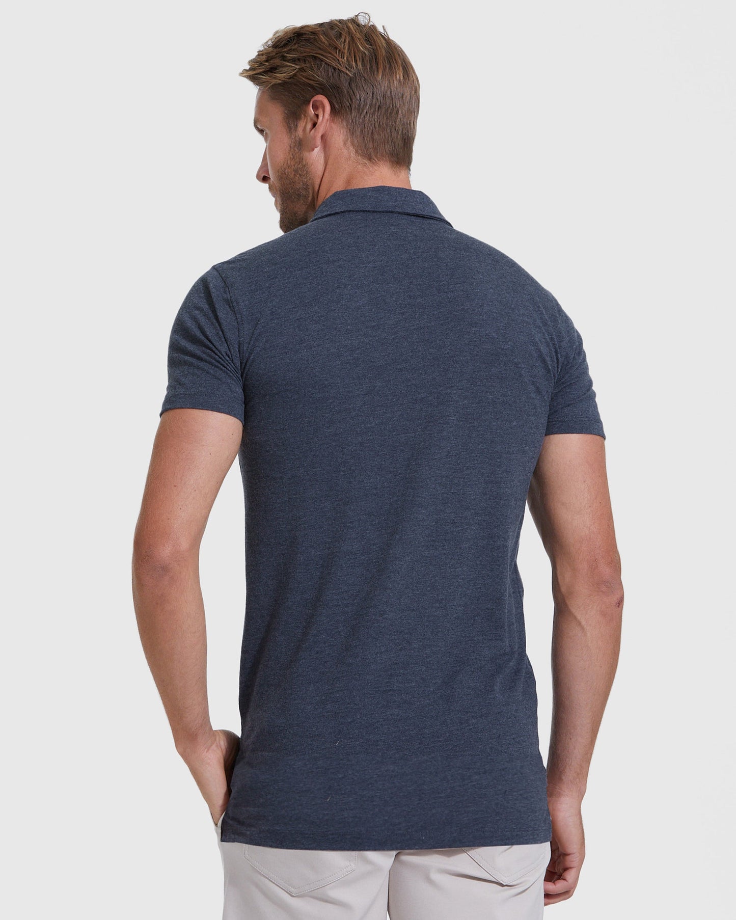 Heather Navy Short Sleeve Tall Polo