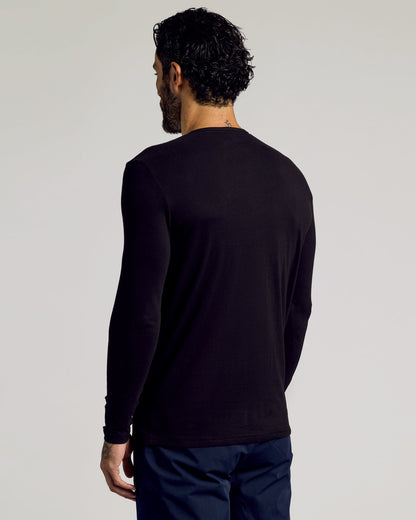 All Black Tall Classic Long Sleeve Henley 6-Pack