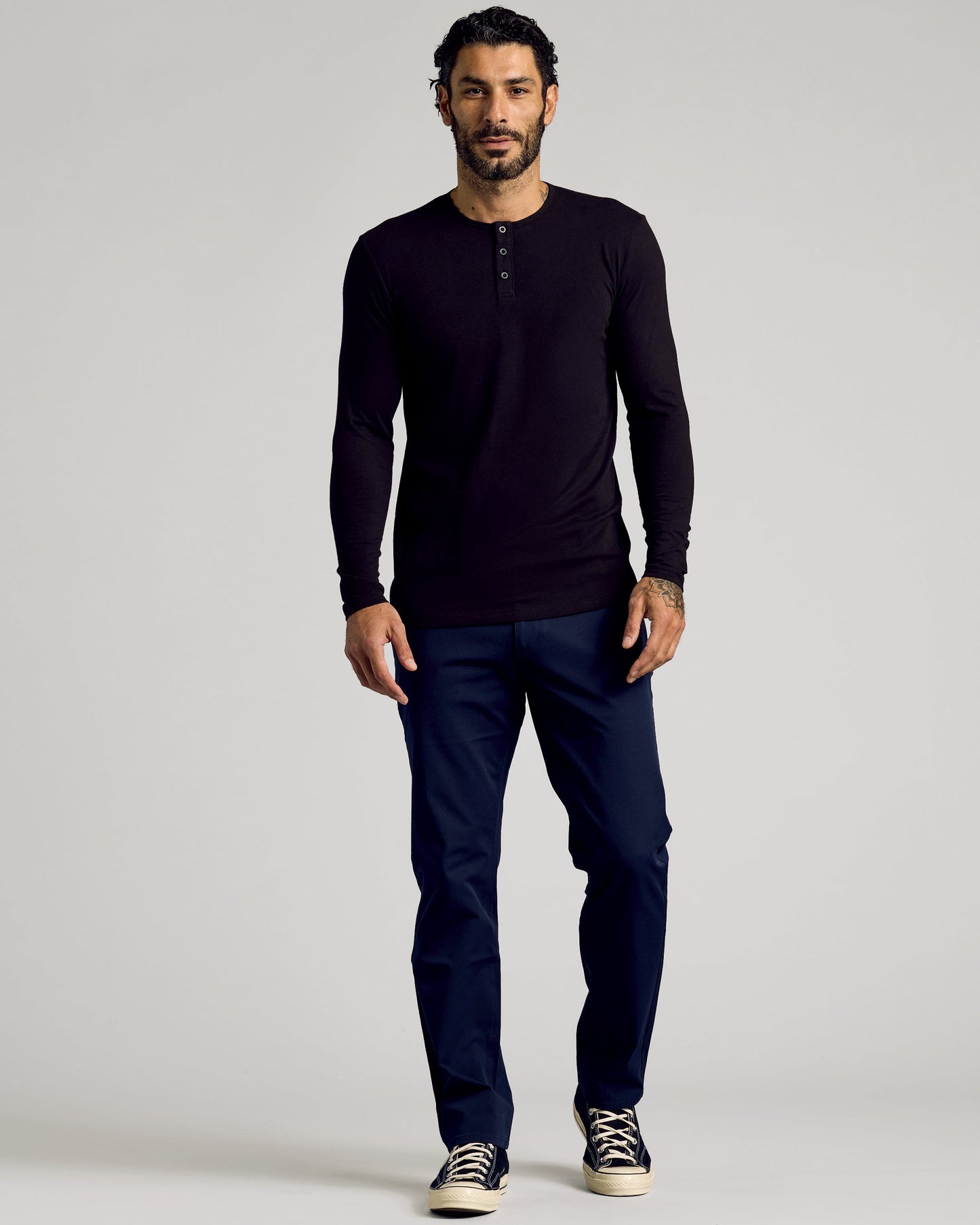 Black Tall Classic Long Sleeve Henley