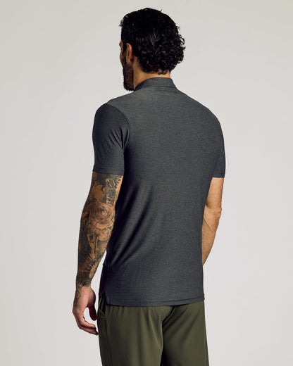 Charcoal Heather Gray Short Sleeve Tall Active Polo