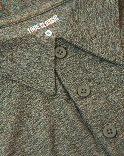 Heather Military Green Short Sleeve Tall Active Polo