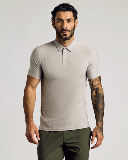 Light Heather Gray Short Sleeve Tall Active Polo