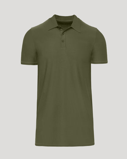 Military Green Short Sleeve Tall Active Polo