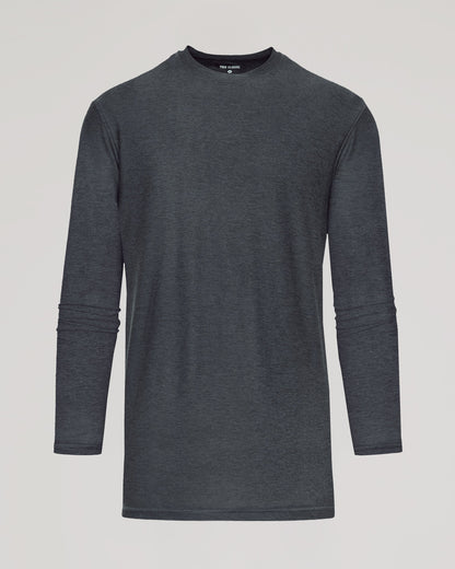 Charcoal Heather Gray Long Sleeve Tall Active Crew
