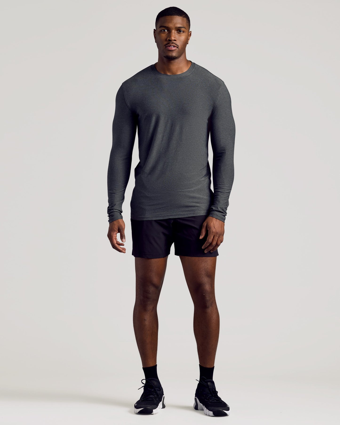 Charcoal Heather Gray Long Sleeve Tall Active Crew