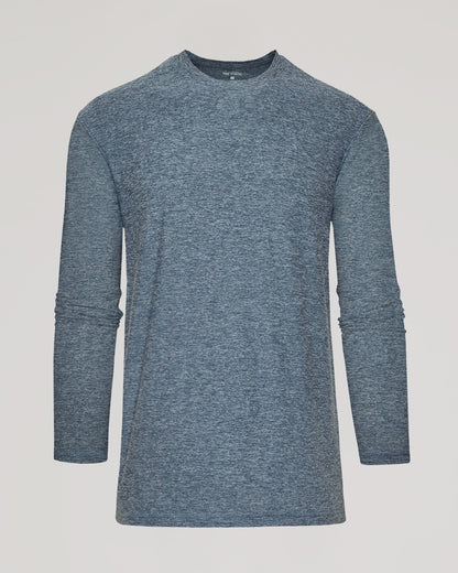 Heather Navy Long Sleeve Tall Active Crew