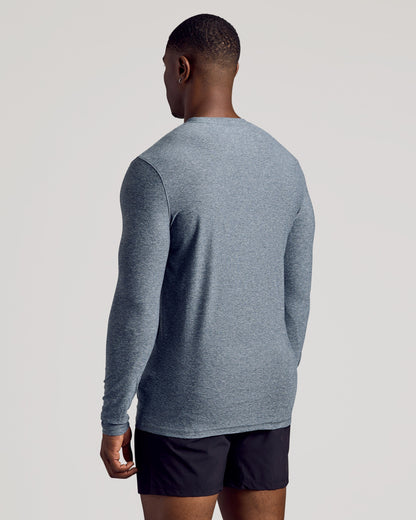 Heather Navy Long Sleeve Tall Active Crew