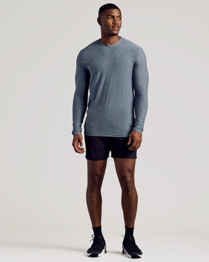Heather Navy Long Sleeve Tall Active Crew