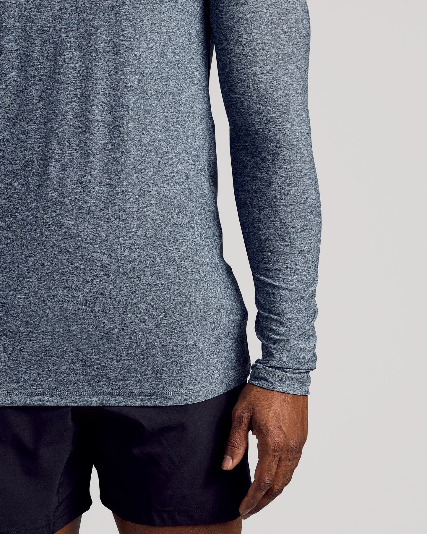 Heather Navy Long Sleeve Tall Active Crew