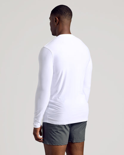White Long Sleeve Tall Active Crew