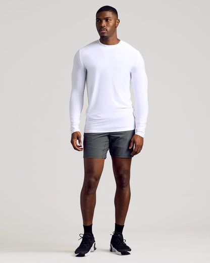 White Long Sleeve Tall Active Crew