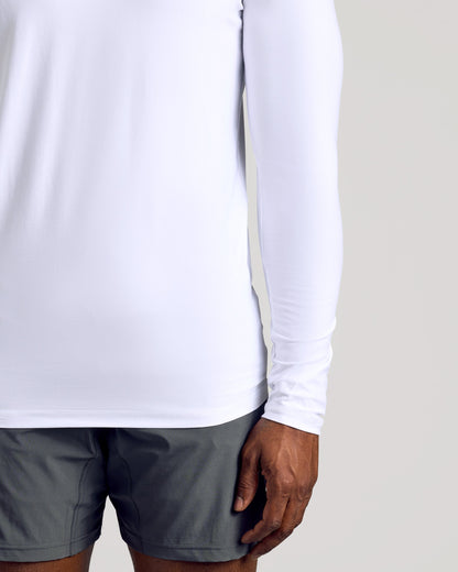 White Long Sleeve Tall Active Crew