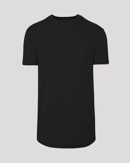 Black Short Sleeve Tall Curved Hem Crew