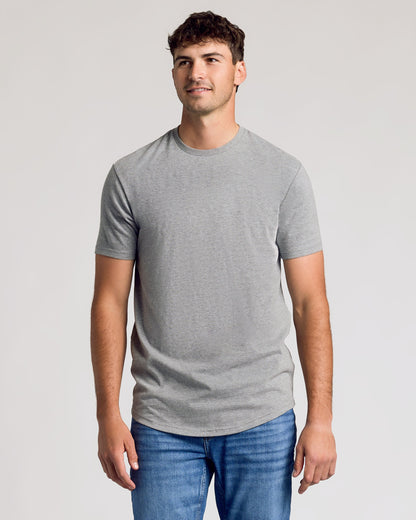 Heather Gray Short Sleeve Tall Curved Hem Crew