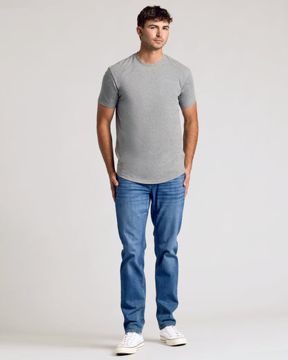 Heather Gray Short Sleeve Tall Curved Hem Crew