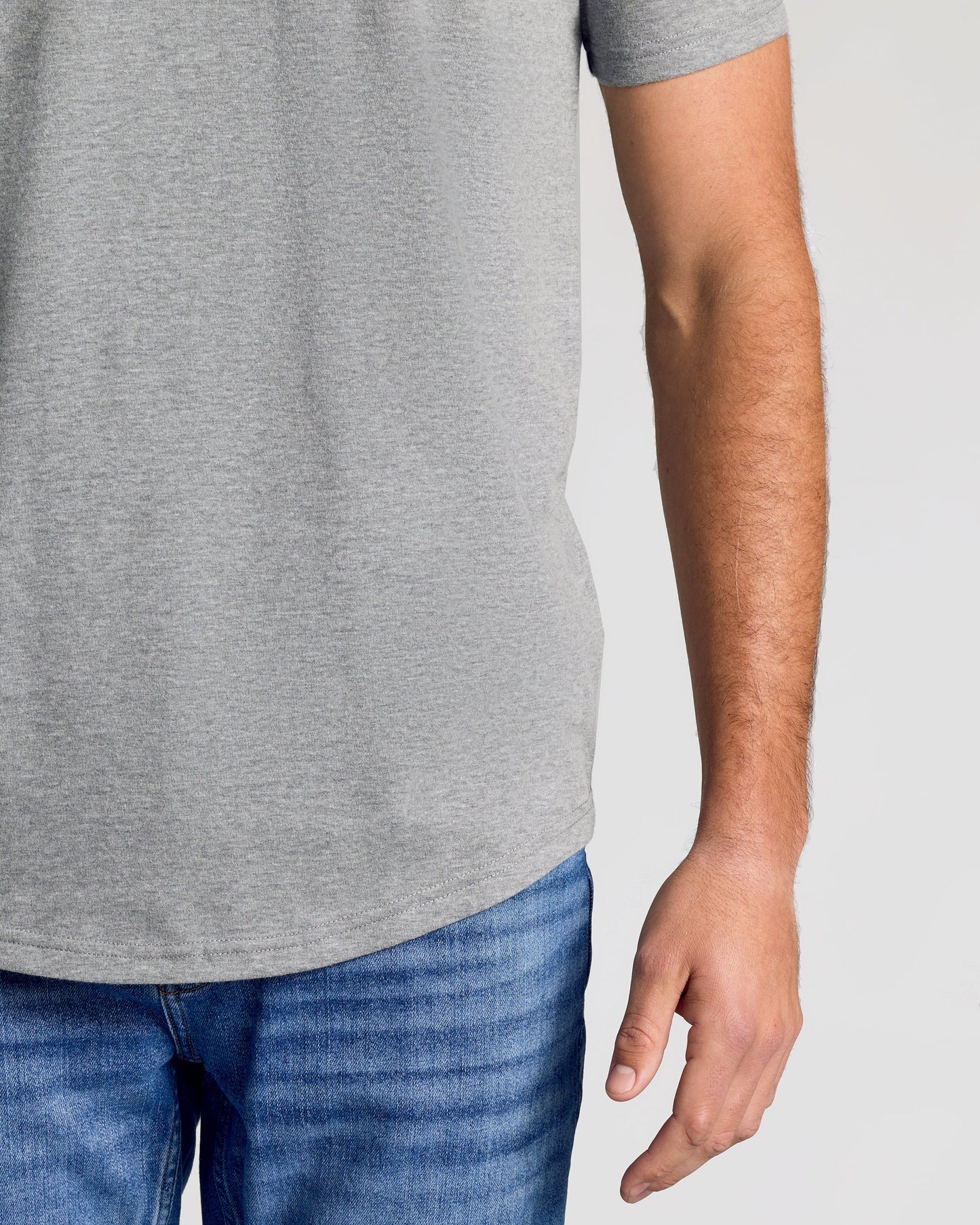 Heather Gray Short Sleeve Tall Curved Hem Crew