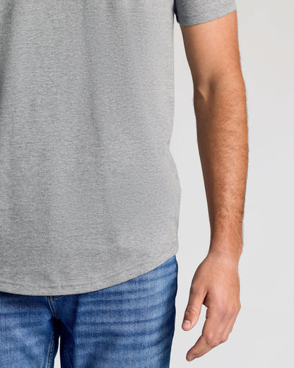 Heather Gray Short Sleeve Tall Curved Hem Crew