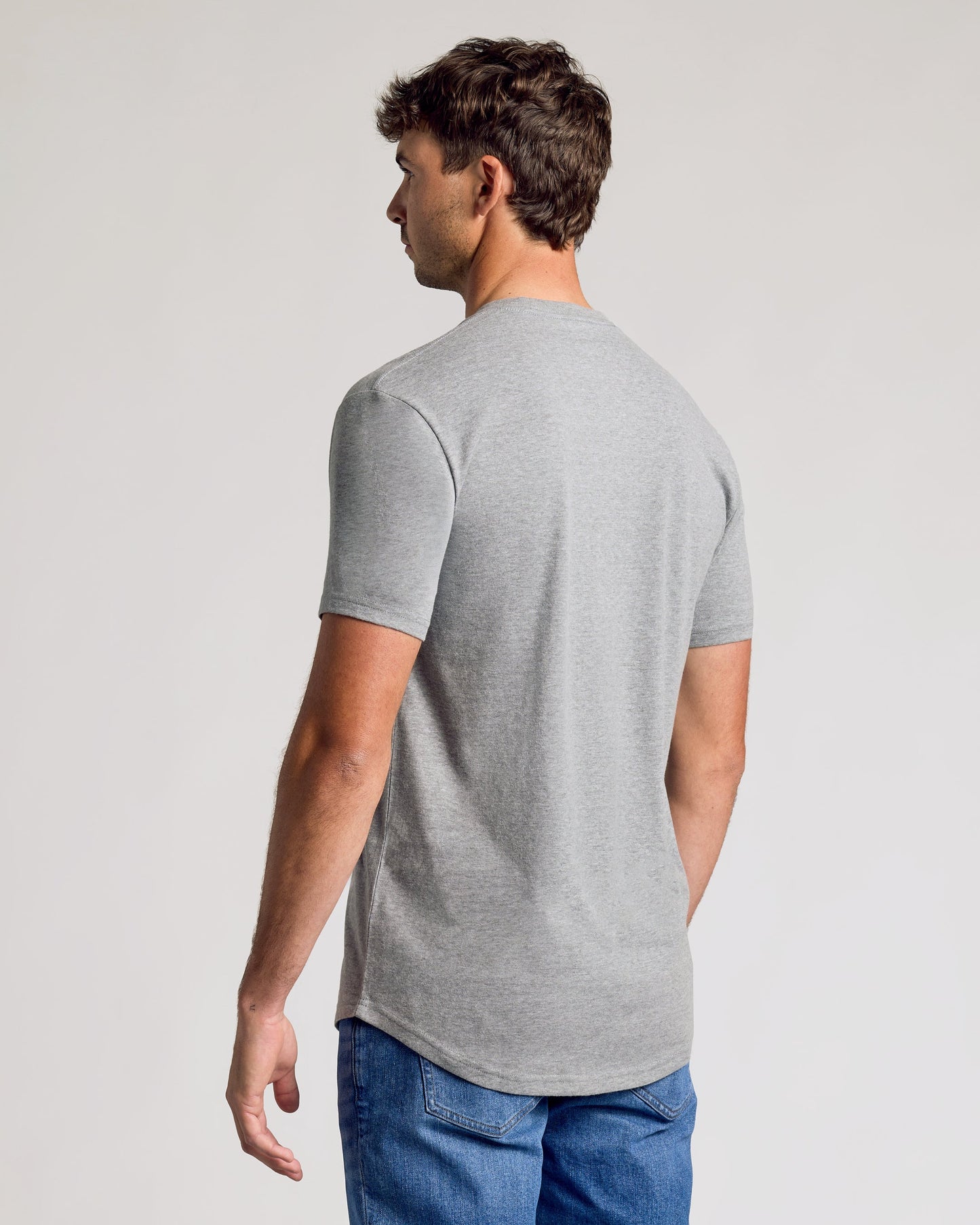 Heather Gray Short Sleeve Tall Curved Hem Crew