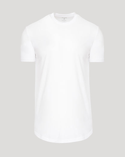 White Short Sleeve Tall Curved Hem Crew