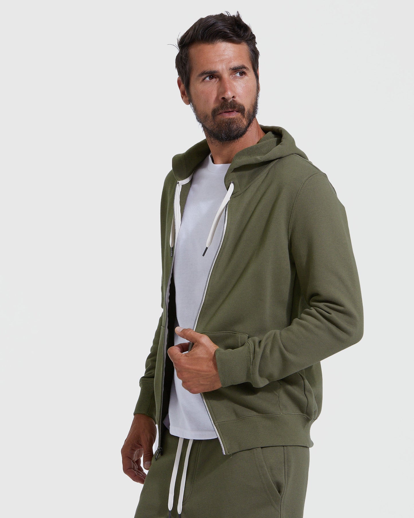 Military Green Full Zip Fleece Hoodie & Jogger 2-Pack