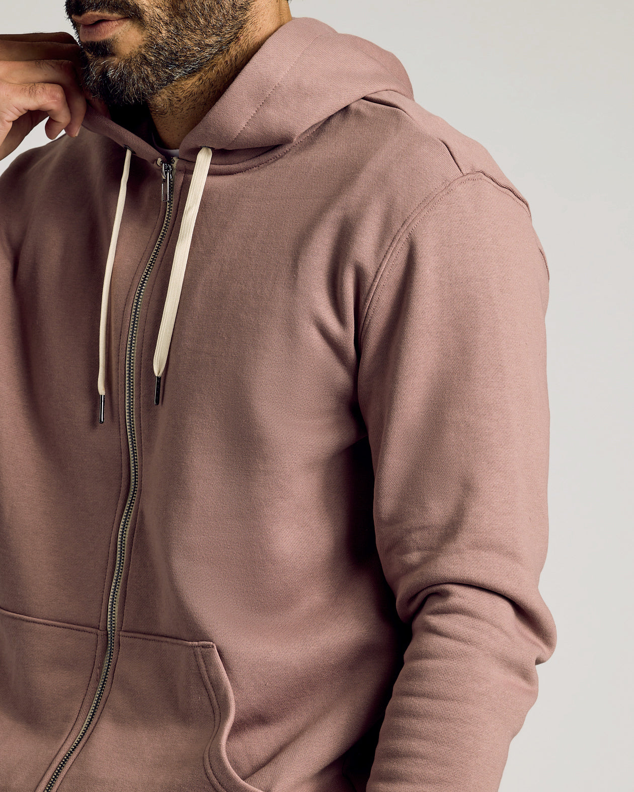Slate Mauve Fleece French Terry Zip Hoodie